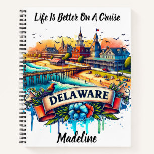 Cuaderno Pueblo costero vibrante de Delaware al atardecer