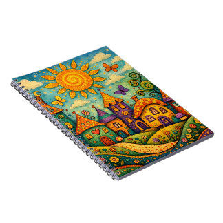 Cuaderno Pueblo de Cuento de Hadas Caprichoso Arte en Lona