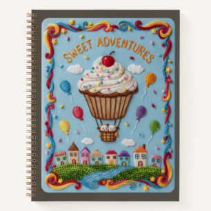Cuaderno Pueblo de Cupcake Bordado, Globo y Caramelo