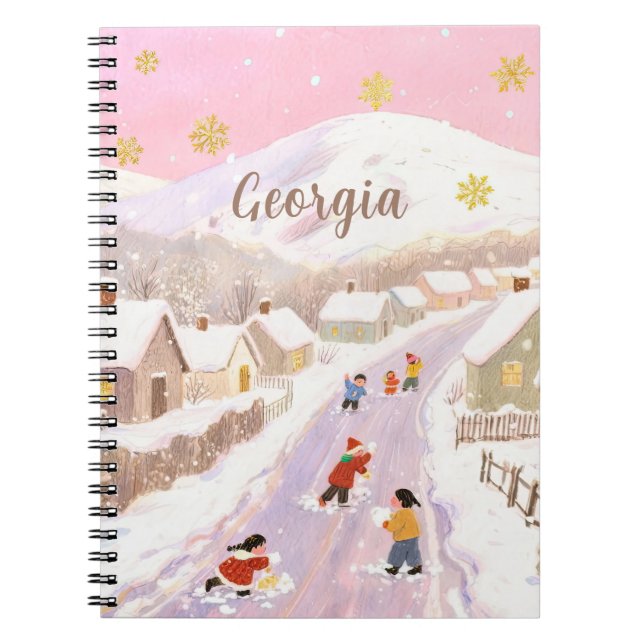Cuaderno Pueblo Nevado & Niños Personalizado (Frente)