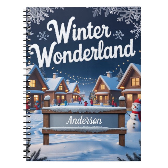 Cuaderno Pueblo Nevado Personalizado - Invierno Mágico (Frente)