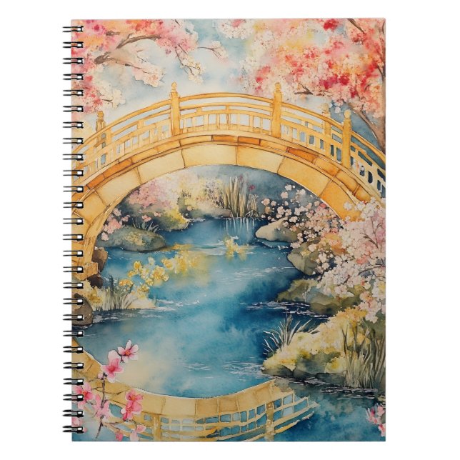 Cuaderno Puente arqueado de estilo japonés que atraviesa un (Frente)