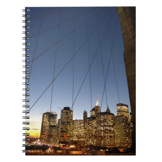 Cuaderno Puente de Brooklyn al atardecer con horizonte de M (Frente)