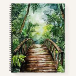CUADERNO PUENTE DE JUNGLE DE COLOR DE AGUA VERDE