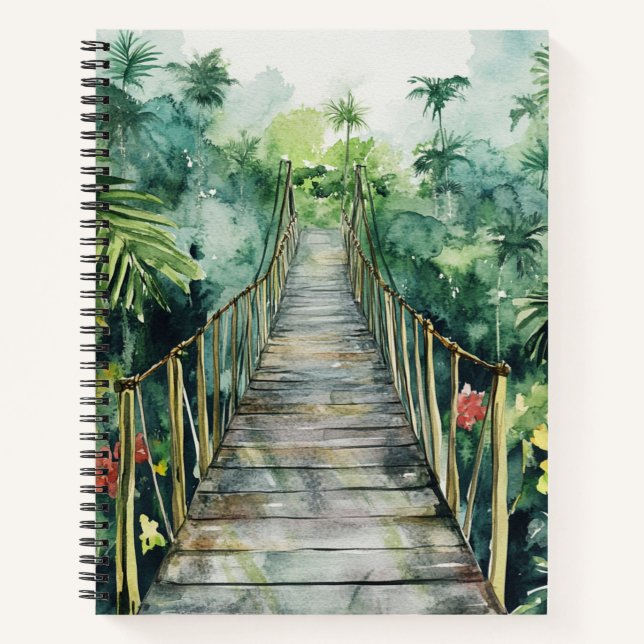 CUADERNO PUENTE DE JUNGLE DE COLOR DE AGUA VERDE (Anverso)