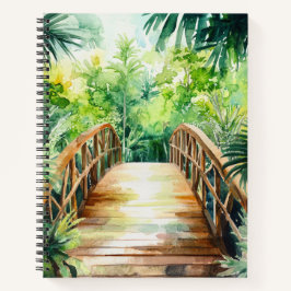 CUADERNO PUENTE DE JUNGLE DE COLOR DE AGUA VERDE