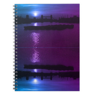 Cuaderno Puente de la torre de atardecer del Reino Unido