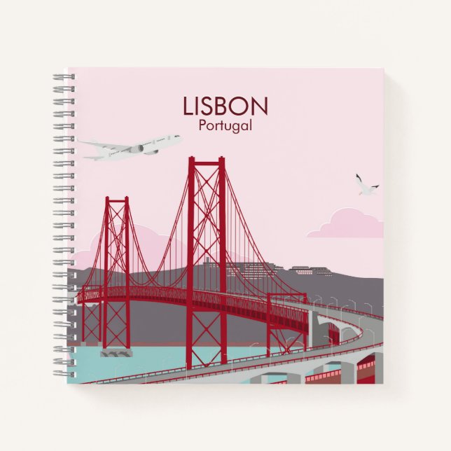 Cuaderno Puente de Lisboa sobre el río Tajo al estilo vinta (Anverso)