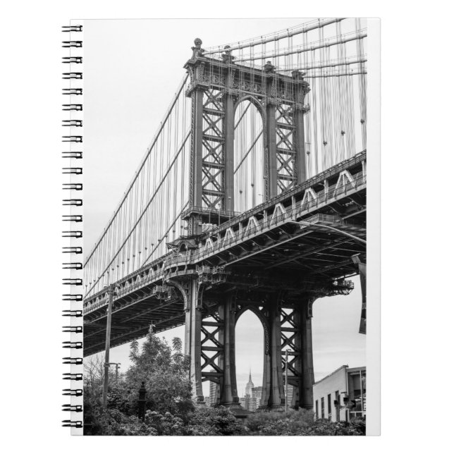 Cuaderno Puente de Manhattan en blanco y negro (Frente)