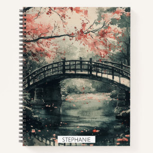 Cuaderno Puente Flor de Cerezo Paisaje Sumi-E