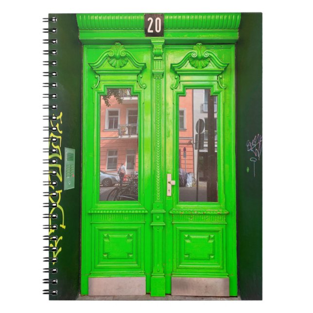 CUADERNO PUERTA DE CRISTAL DE MADERA VERDE (Frente)