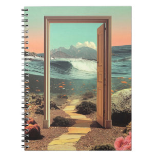 Cuaderno Puerta surrealista que se abre al océano con arrec