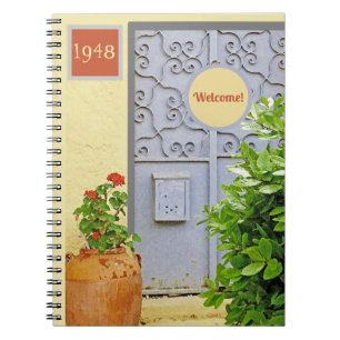 CUADERNO PUERTA Y FLORES ORNADOS EN TERRACOTA POT