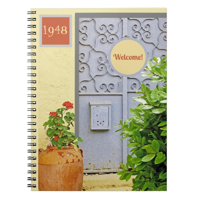 CUADERNO PUERTA Y FLORES ORNADOS EN TERRACOTA POT (Frente)