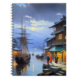 Cuaderno Puerto de Recuerdos: Noche en el Viejo Japón
