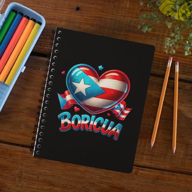 Cuaderno Puerto Rico Bandera del Corazón de Amor Boricua (Puerto Rico Boricua Love Heart Flag Notebook)