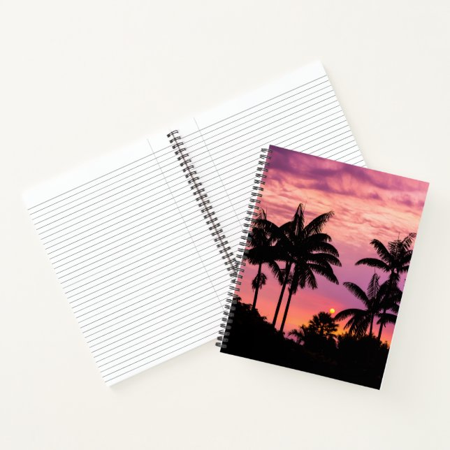 Cuaderno Puesta de sol a través de palmeras (Interior)