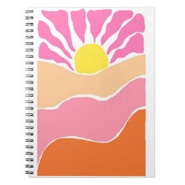 Cuaderno Puesta de sol boho rosa pálido y naranja