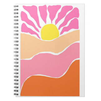 Cuaderno Puesta de sol boho rosa pálido y naranja