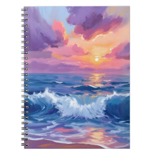 Cuaderno Puesta de sol con rubor púrpura   Acuarela de agua