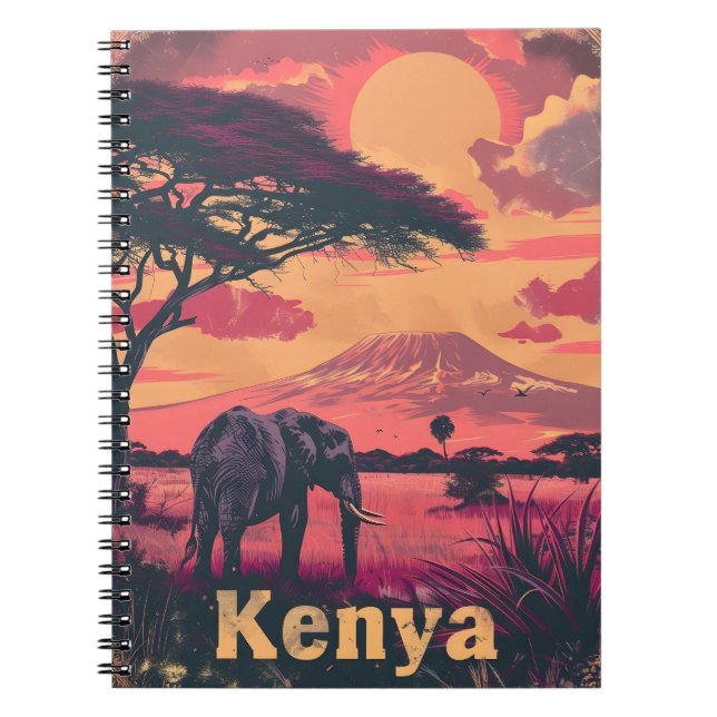Cuaderno Puesta de sol de los elefantes de Kenia (Frente)