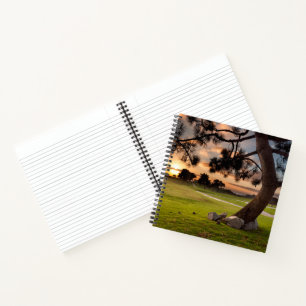 Cuaderno Puesta de sol en campo de golf