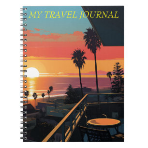CUADERNO PUESTA DE SOL EN EL DIARIO DE VIAJE SANTA MONICA #
