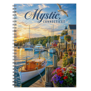 Cuaderno Puesta de sol en el puerto de Mystic, Connecticut