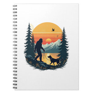 Cuaderno Puesta de sol en la montaña con perro caminando Bi