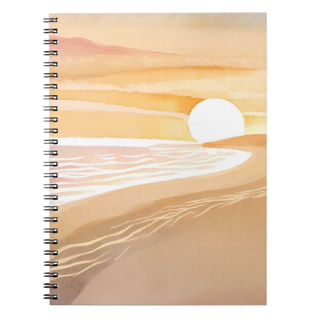 Cuaderno Puesta de sol en la playa acuarela | Hermoso océan (Frente)