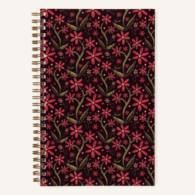 Cuaderno Puesta de sol | Margaritas de acuarela danzantes (Anverso)