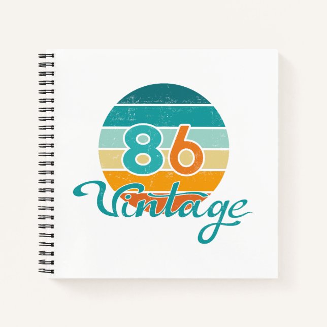 Cuaderno Puesta de sol retro 86 vintage desgastada (Anverso)