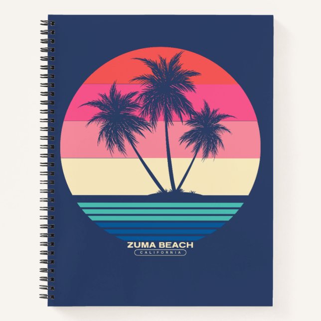 Cuaderno Puesta de sol retro Palmeras Zuma Beach (Anverso)