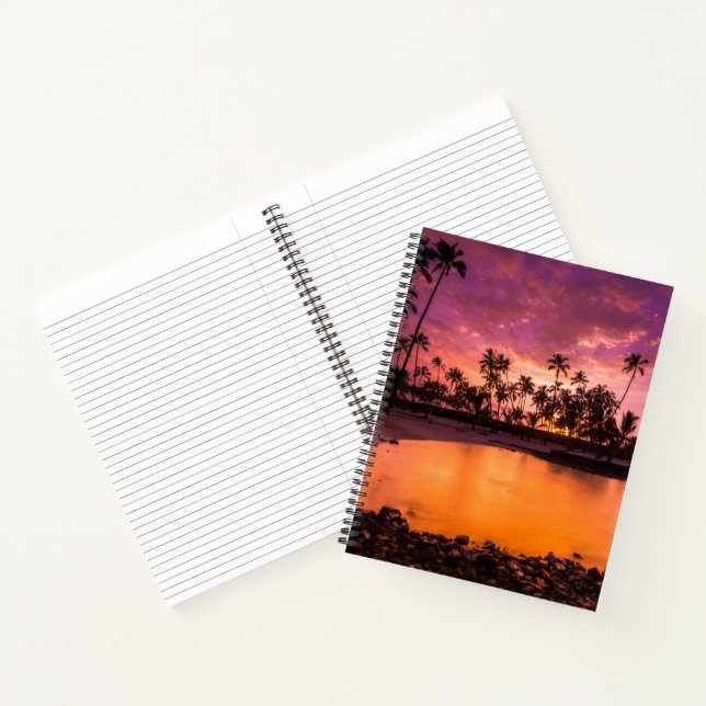 Cuaderno Puesta de sol rosa de la playa de Hawái (Interior)