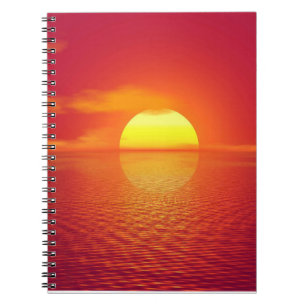 Cuaderno Puesta de sol sobre el mar Naranja calmo Océano at