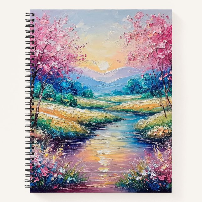 Cuaderno Puesta de sol sobre un arroyo sereno (Anverso)
