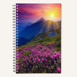 Cuaderno puesta de sol y flores