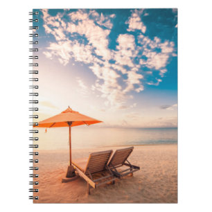 Cuaderno Puesta del sol hermosa de la playa de Maldivas