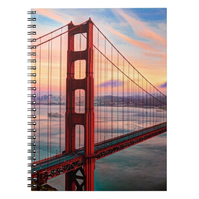 Cuaderno Puesta del sol hermosa del invierno en puente (Frente)