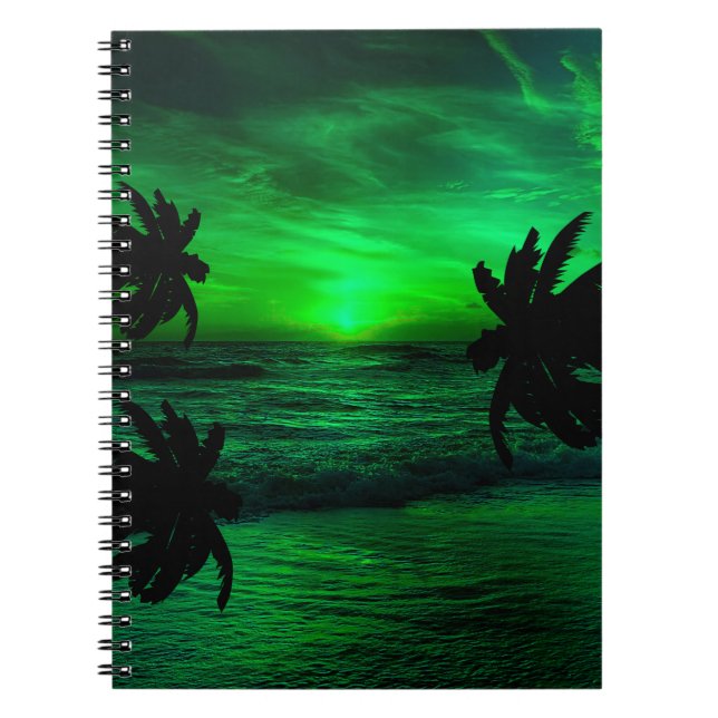 Cuaderno PUestas de sol verdes paisaje oceánico  (Frente)