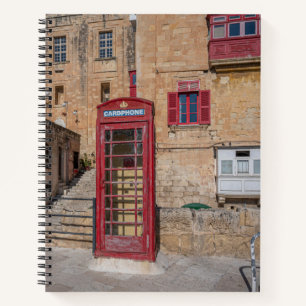 Cuaderno Puesto de teléfono rojo en La Valeta Malta