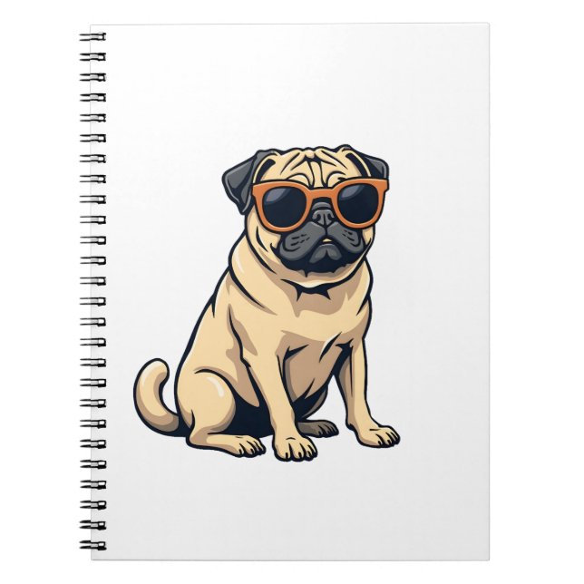Cuaderno Pug Antiguo Haciendo Dab con Gafas de Sol Perro Di (Frente)