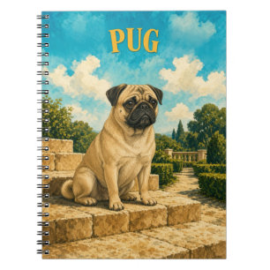 Cuaderno Pug, Arte de Perro Acuarela Vintage