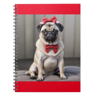 Cuaderno Pug con arco