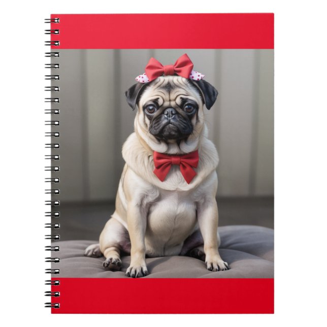Cuaderno Pug con arco (Frente)
