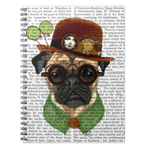 Cuaderno Pug con el Gorra de la bolera Steampunk