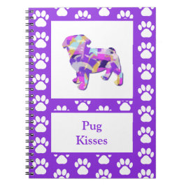Cuaderno Pug Cute Dog Silhouette Paw Purple PY&B