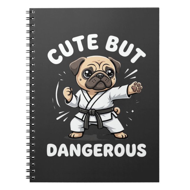 Cuaderno Pug de karate lindo pero peligroso (Frente)
