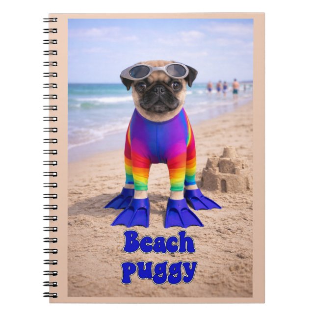 Cuaderno Pug de la Playa (Frente)