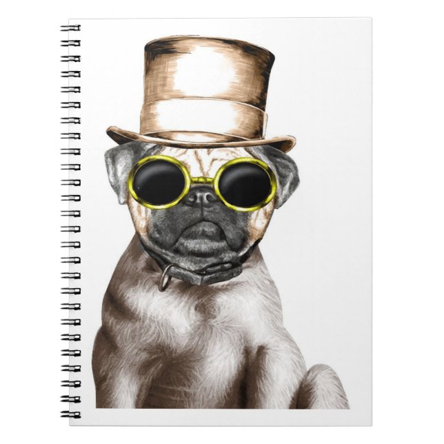 Cuaderno Pug De Vapor Realmente Cuidado Con Gafas (Frente)